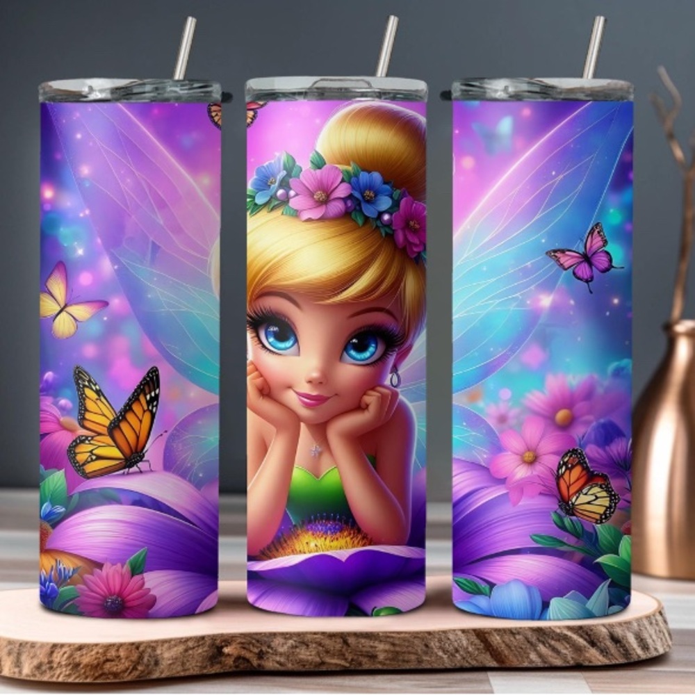 Colorful Fairy Tumbler with Straw